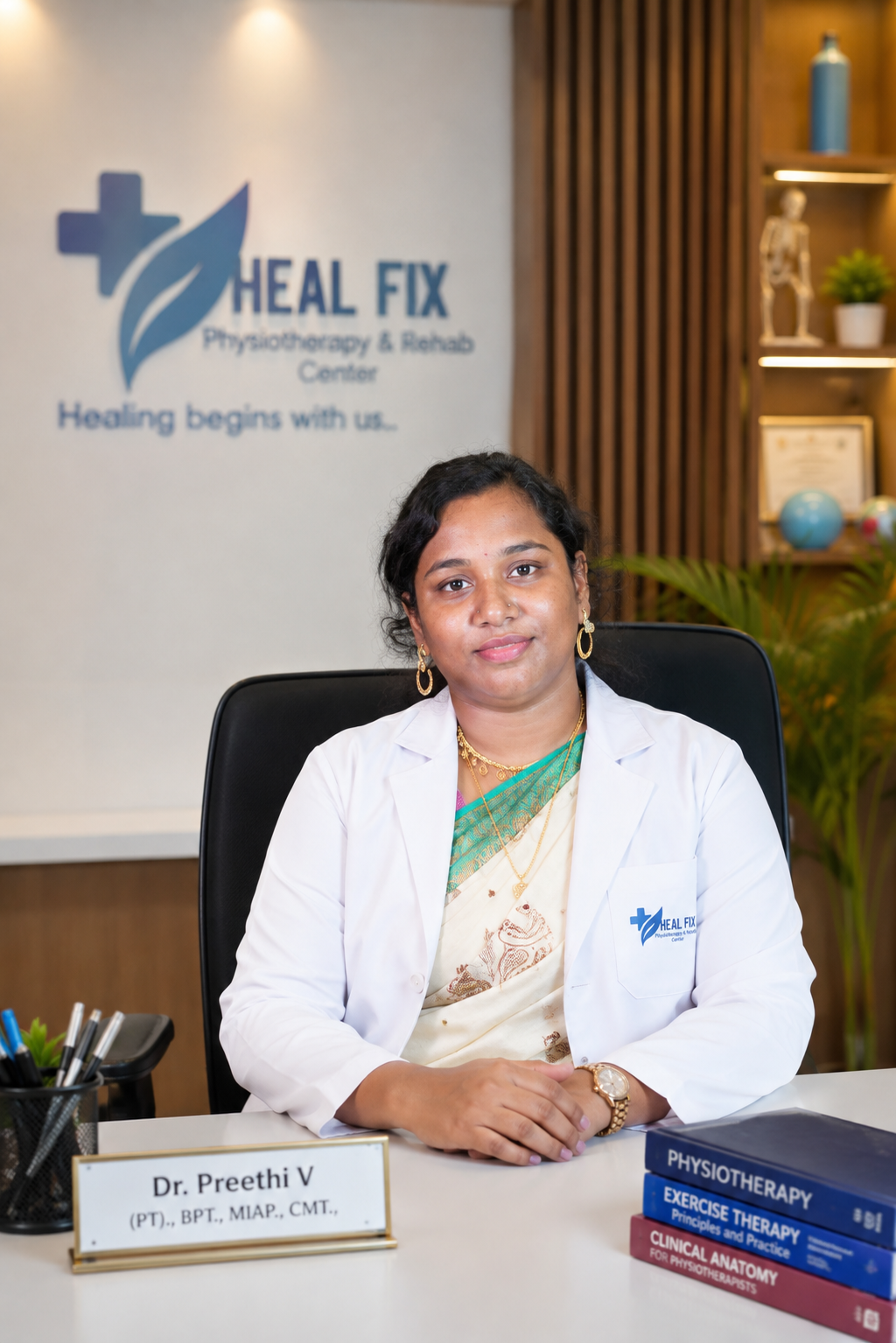 Dr. Preethi V, lead physiotherapist at Heal Fix Physiotherapy & Rehabilitation Centre